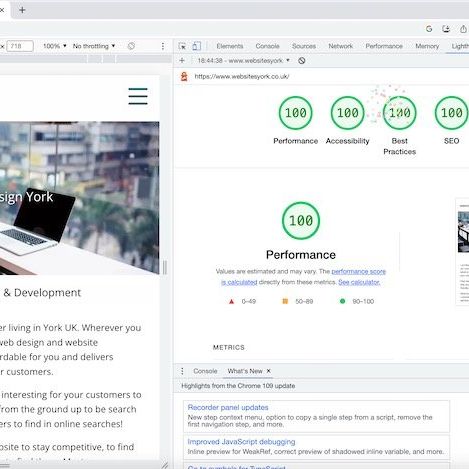 Using Google Lighthouse to validate a website page.