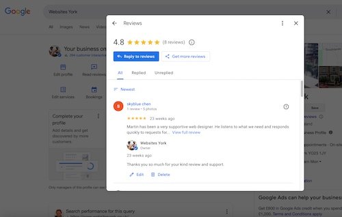 Asking for a Google review