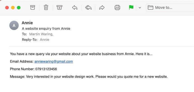 Resulting email from this contact form set up