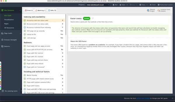 Using Web Site Auditor to monitor my site
