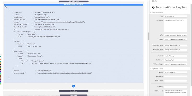 Structured Data - Blog Post stack