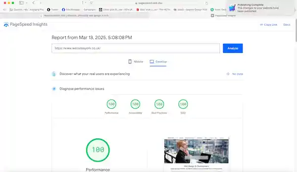 Quality measurement from Page Speed Insights