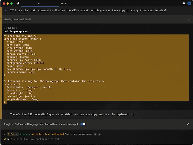 Warp AI code generator